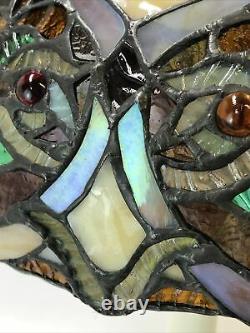 Vtg Stained Slag Glass Lamp Shade Arts & Crafts Mission Deco Tiffany Style 16