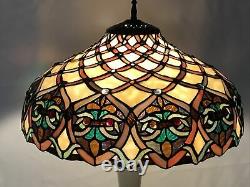 Vtg Stained Slag Glass Lamp Shade Arts & Crafts Mission Deco Tiffany Style 16