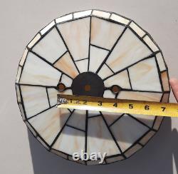 Vtg Stained Slag Glass Lamp Shade Ceiling Flush Mount
