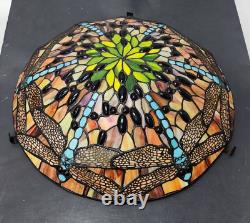 Vtg Tiffany Style Large 18 Stained Glass Dragonfly Ceiling Lamp Shade Free S&H