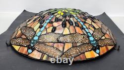 Vtg Tiffany Style Large 18 Stained Glass Dragonfly Ceiling Lamp Shade Free S&H