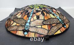 Vtg Tiffany Style Large 18 Stained Glass Dragonfly Ceiling Lamp Shade Free S&H