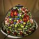 Vtg Tiffany Style Stained Glass Lamp Shades Rose Floral Ruby 18 X 10