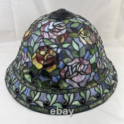 Vtg Tiffany Style Stained Glass Lamp Shades Rose Floral Ruby 18 X 10