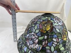 Vtg Tiffany Style Stained Glass Lamp Shades Rose Floral Ruby 18 X 10