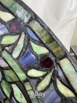 Vtg Tiffany Style Stained Glass Lamp Shades Rose Floral Ruby 18 X 10