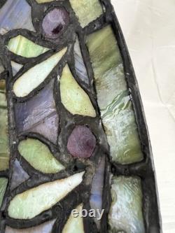 Vtg Tiffany Style Stained Glass Lamp Shades Rose Floral Ruby 18 X 10