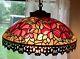 Vtg Mid Century Modern Retro Lamp Hanging Ceiling Swag Chandelier Stained Glass