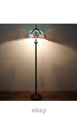 WERFACTORY Tiffany Floor Lamp Green Brown Liaison Stained Glass Standing Light