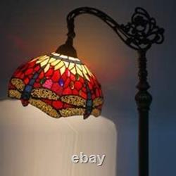 WERFACTORY Tiffany Floor Lamp Red Stained Glass Dragonfly Arched Lamp 12X18X64 I