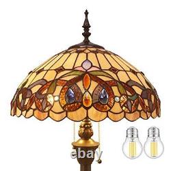 WERFACTORY Tiffany Floor Lamp Serenity Victorian Stained Glass Standing Readi
