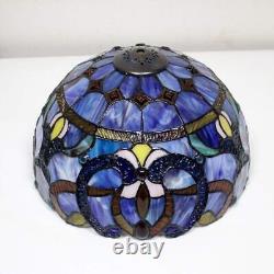 WERFACTORY Tiffany Lamp Blue Purple Stained Glass Style Table Lamp Reading