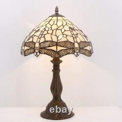 WERFACTORY Tiffany Lamp Cream Stained Glass Dragonfly Bedside Table Lamp DeskRea