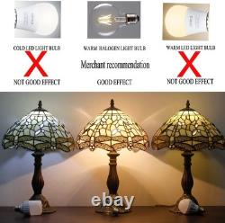 WERFACTORY Tiffany Lamp Cream Stained Glass Dragonfly Bedside Table Lamp DeskRea