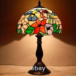 WERFACTORY Tiffany Lamp Stained Glass Lamp Hummingbird Style Bedside Table Lamp