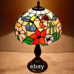 WERFACTORY Tiffany Lamp Stained Glass Lamp Hummingbird Style Bedside Table Lamp