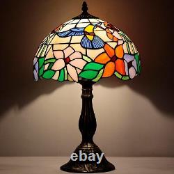 WERFACTORY Tiffany Lamp Stained Glass Lamp Hummingbird Style Bedside Table Lamp