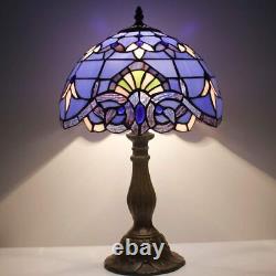 WERFACTORY Tiffany Lamp Stained Glass Table Lamp Blue Purple Baroque Style