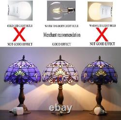 WERFACTORY Tiffany Lamp Stained Glass Table Lamp Blue Purple Baroque Style