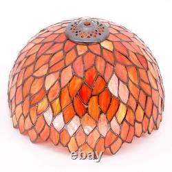 WERFACTORY Tiffany Lamp Stained Glass Table Lamp Red Wisteria Style Desk Beds