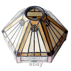 WERFACTORY Tiffany Lamp Stained Glass Table Lamp Yellow Hexagon Mission Bedsi