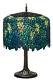 Wisteria Tiffany Style Stained Glass Table Lamp 28h Teal Flowing Flowers