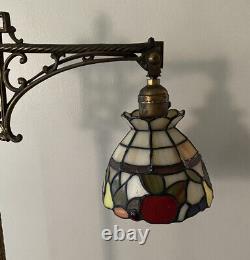 WORKING Tiffany-Style Stained Glass Antique Floor Lamp Brass / Cast Iron Rare