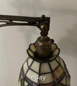 WORKING Tiffany-Style Stained Glass Antique Floor Lamp Brass / Cast Iron Rare