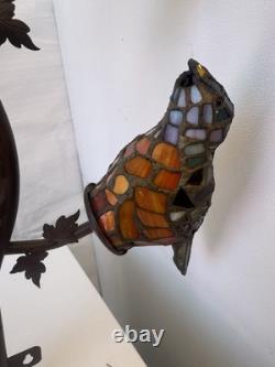 Wall Lamp Tiffany Style Stained Glass Wall Sconce Light Birds Vine Flowers Long