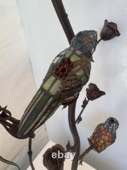 Wall Lamp Tiffany Style Stained Glass Wall Sconce Light Birds Vine Flowers Long