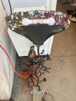 Wall Lamp Tiffany Style Stained Glass Wall Sconce Light Birds Vine Flowers Long