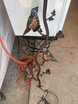 Wall Lamp Tiffany Style Stained Glass Wall Sconce Light Birds Vine Flowers Long