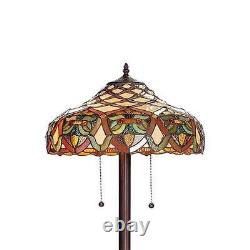 Warehouse Of Tiffany Floor Lamp 60 Ariel Stained Glass With Pull Chain Switch