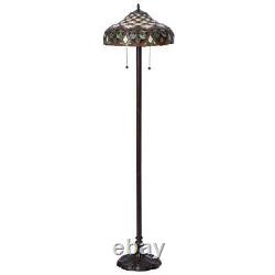 Warehouse Of Tiffany Floor Lamp 60 Ariel Stained Glass With Pull Chain Switch