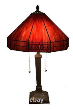 Warehouse of Tiffany Maeve Tiffany Style 2-Light Red Table Lamp