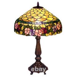 Warehouse of Tiffany Table Lamp 24 On-Off Line Switch Stained Glass Bronze