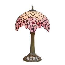 Wecrejoni Tiffany 12 inches, 12 Inches Bronze Base Cherry Blossom Table Lamp