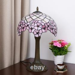 Wecrejoni Tiffany 12 inches, 12 Inches Bronze Base Cherry Blossom Table Lamp