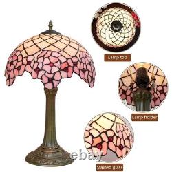 Wecrejoni Tiffany 12 inches, 12 Inches Bronze Base Cherry Blossom Table Lamp