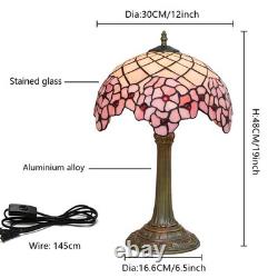 Wecrejoni Tiffany 12 inches, 12 Inches Bronze Base Cherry Blossom Table Lamp