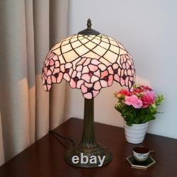 Wecrejoni Tiffany 12 inches, 12 Inches Bronze Base Cherry Blossom Table Lamp