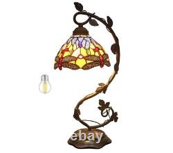 Werfactory Tiffany Table lamp Banker Stained Glass Lamp, Bedside Lamp Blue Yellow