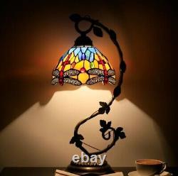 Werfactory Tiffany Table lamp Banker Stained Glass Lamp, Bedside Lamp Blue Yellow