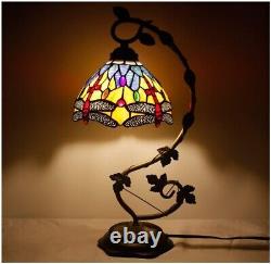 Werfactory Tiffany Table lamp Banker Stained Glass Lamp, Bedside Lamp Blue Yellow