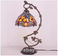 Werfactory Tiffany Table lamp Banker Stained Glass Lamp, Bedside Lamp Blue Yellow