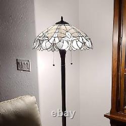 White Stained Glass Tiffany Style 2-Light Floor Lamp