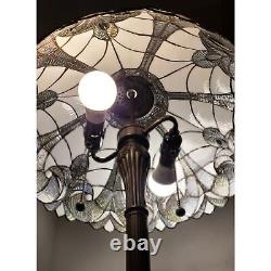 White Stained Glass Tiffany Style 2-Light Floor Lamp