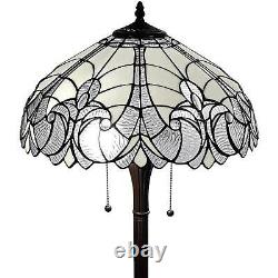 White Stained Glass Tiffany Style 2-Light Floor Lamp