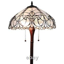 White Stained Glass Tiffany Style 2-Light Floor Lamp