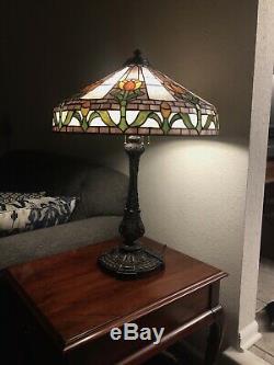 Wilkinson large Antique Leaded Stained Glass Tulip Lamp